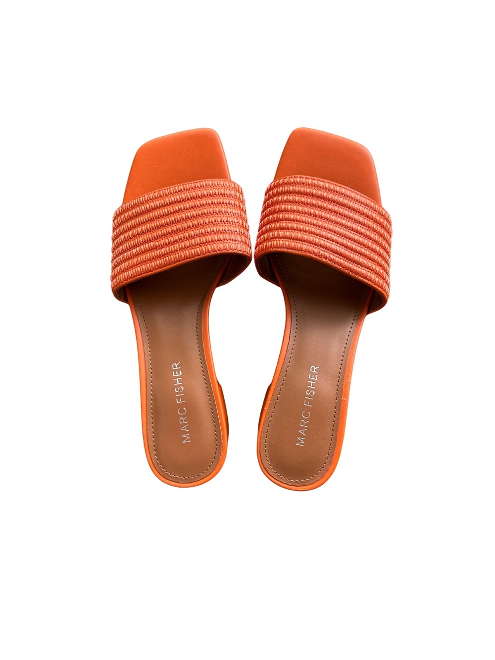 Marc Fisher Orange Braided Strap Slide Sandals Size 5.5
